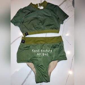 Olive green kandi kouture 2 piece set